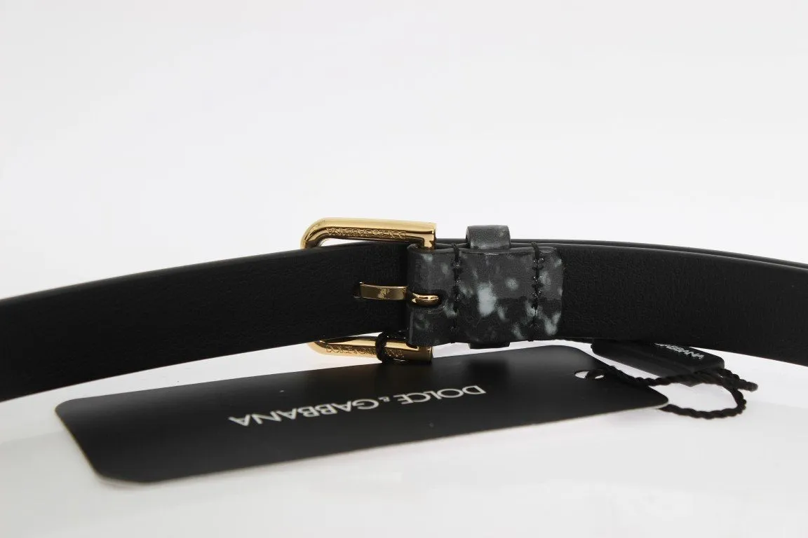 Gray Leather Gold Buckle Belt
