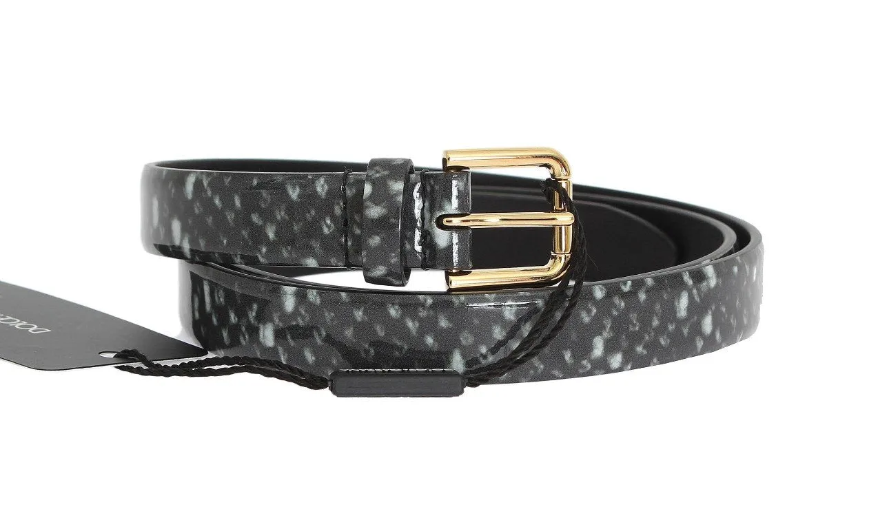 Gray Leather Gold Buckle Belt