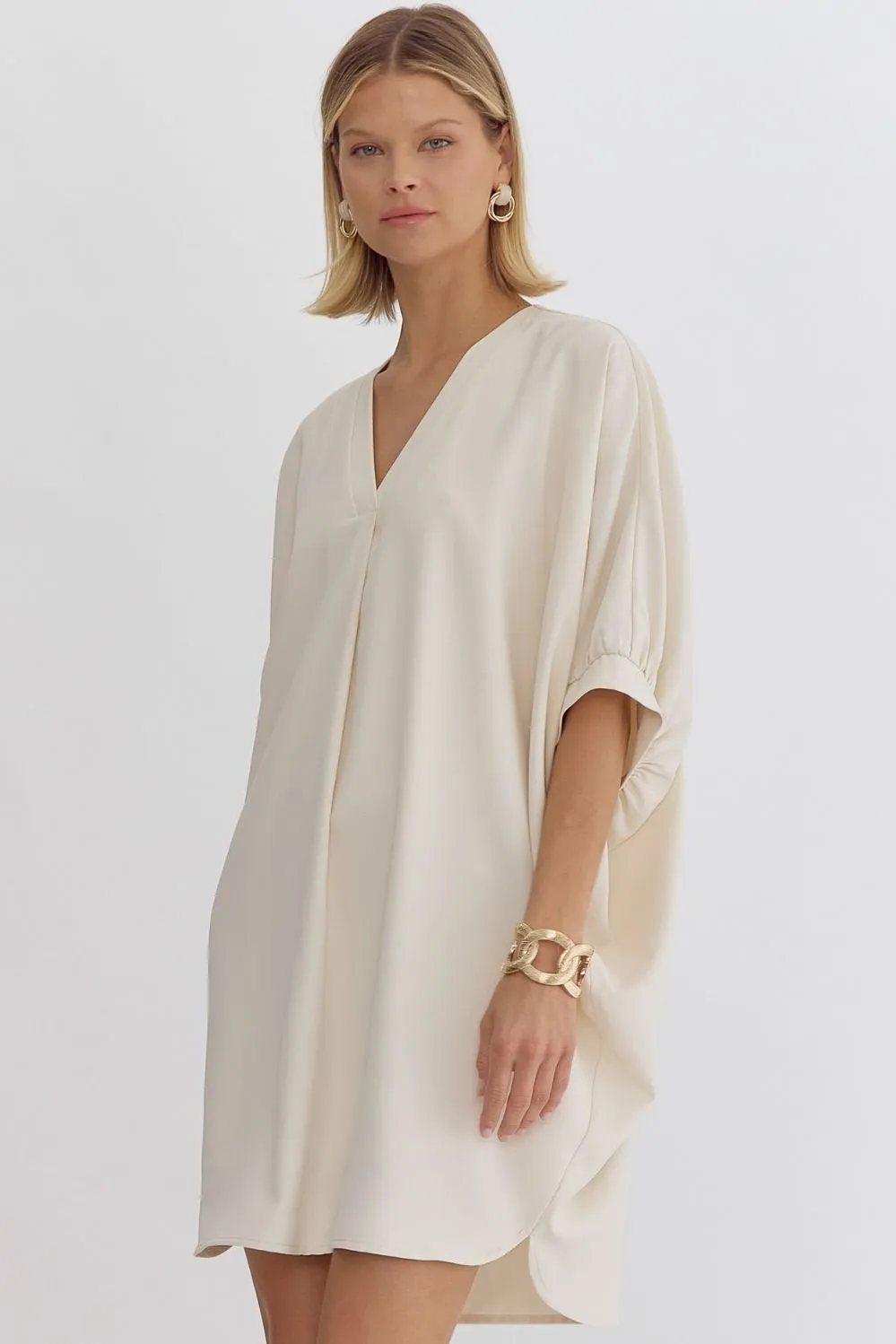 Half Sleeve Mini Dress {Ivory}