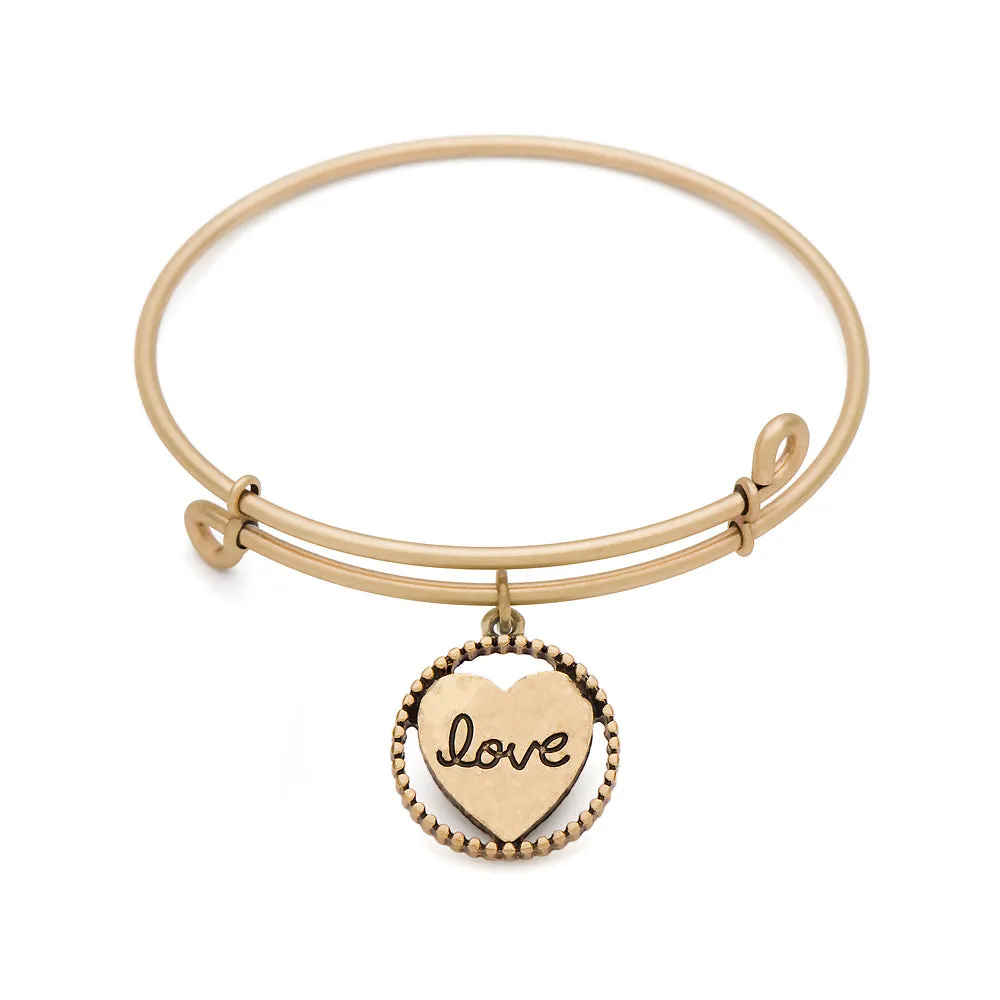 Heart, Bangle Antique Gold Color Finish
