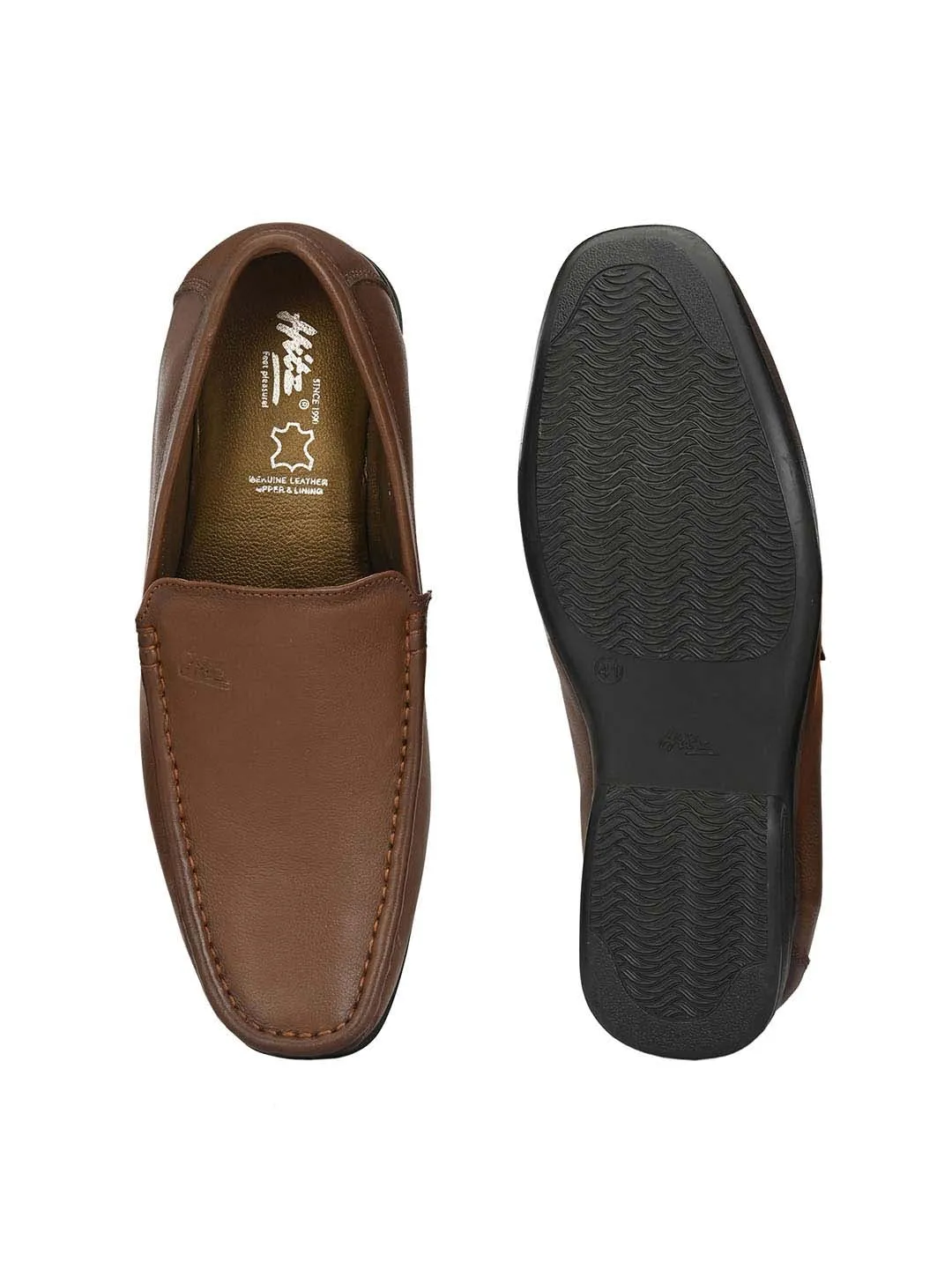 HITZR_180 Men's Tan Leather Formal  Slip-On Shoes