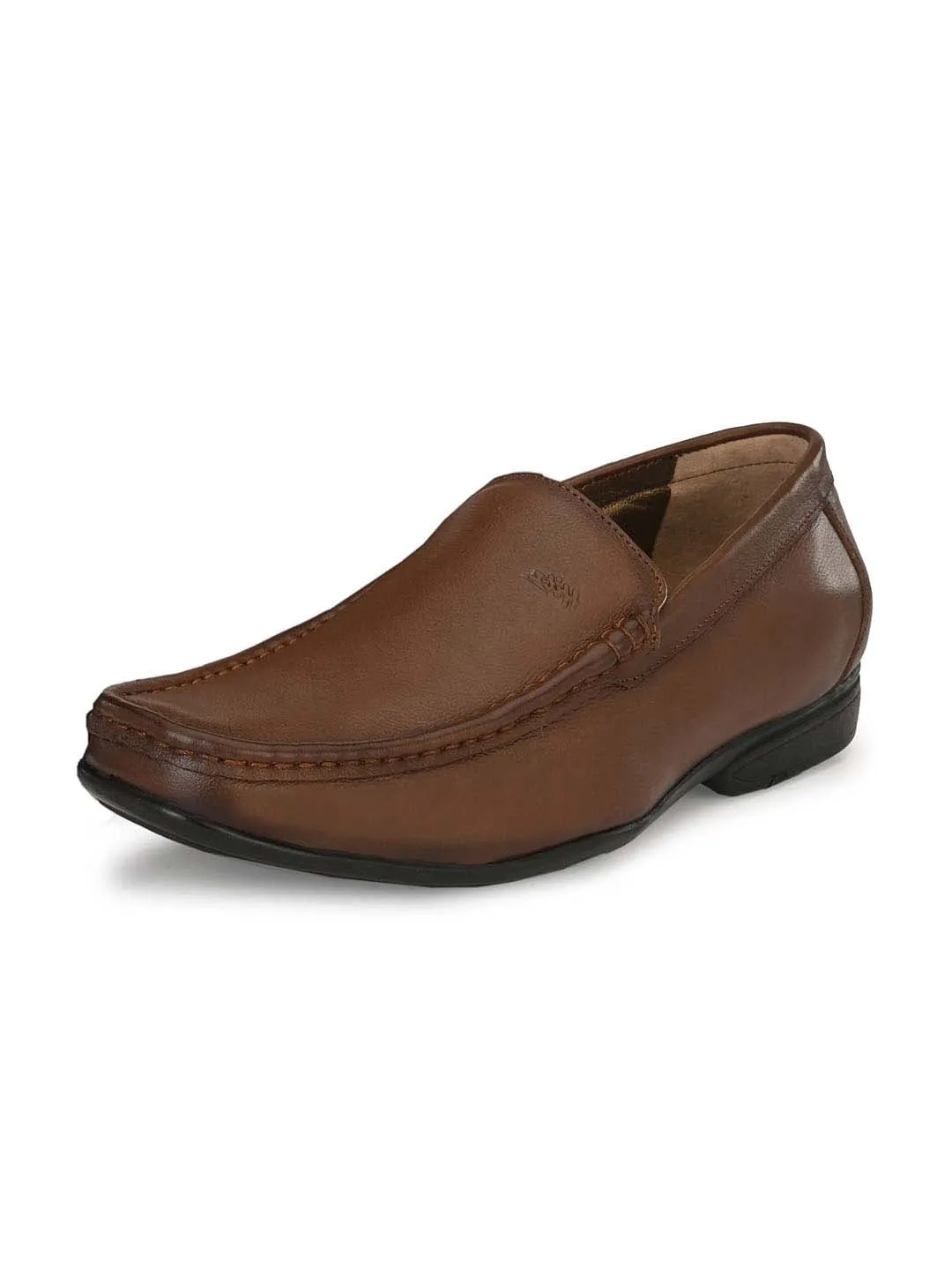 HITZR_180 Men's Tan Leather Formal  Slip-On Shoes