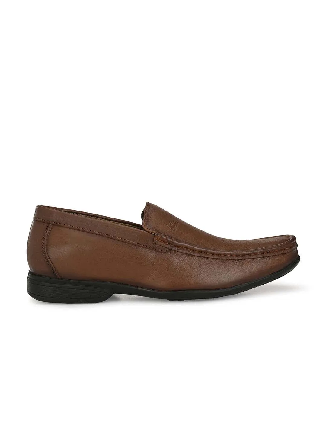 HITZR_180 Men's Tan Leather Formal  Slip-On Shoes