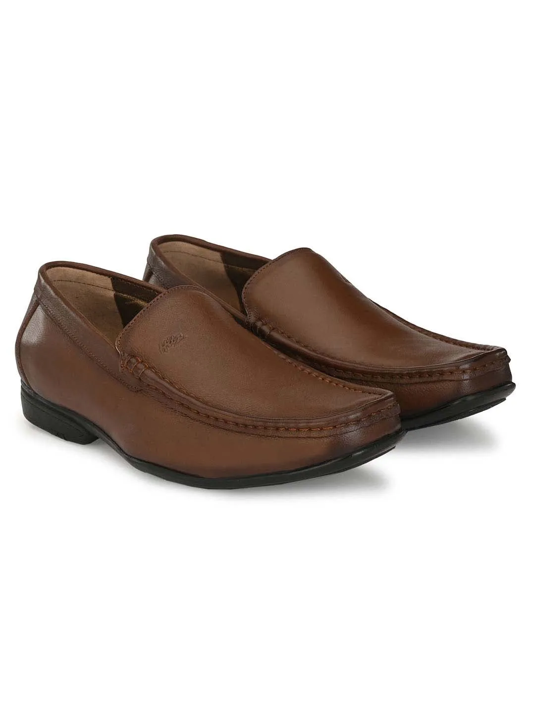 HITZR_180 Men's Tan Leather Formal  Slip-On Shoes