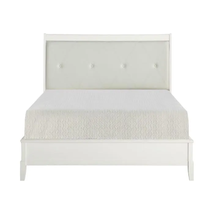 Homelegance Cotterill Queen Upholstered Sleigh Bed in Antique White 1730WW-1*