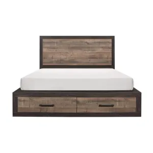 Homelegance Miter Queen Platform Bed with Footboard Storage in Rustin Mahogany & Dark Ebony 1762-1*