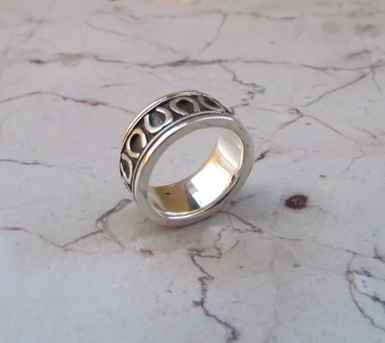 Horseshoe Wedding Band Equestrian Sterling Silver 925 Custom Rings Men or Womens Size 4 5 6 7 8 9 10 11 12 13 14 15 16 Half and 1/4 Sizes