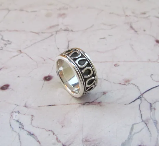 Horseshoe Wedding Band Equestrian Sterling Silver 925 Custom Rings Men or Womens Size 4 5 6 7 8 9 10 11 12 13 14 15 16 Half and 1/4 Sizes