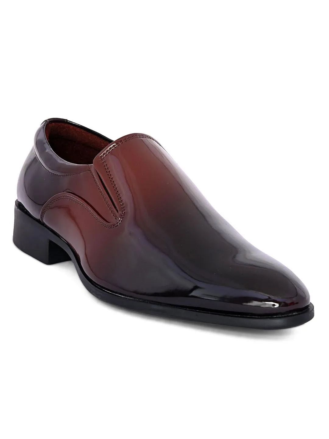 Hydes N Hues Men Maroon Black Colour-blocked Formal Slip-Ons