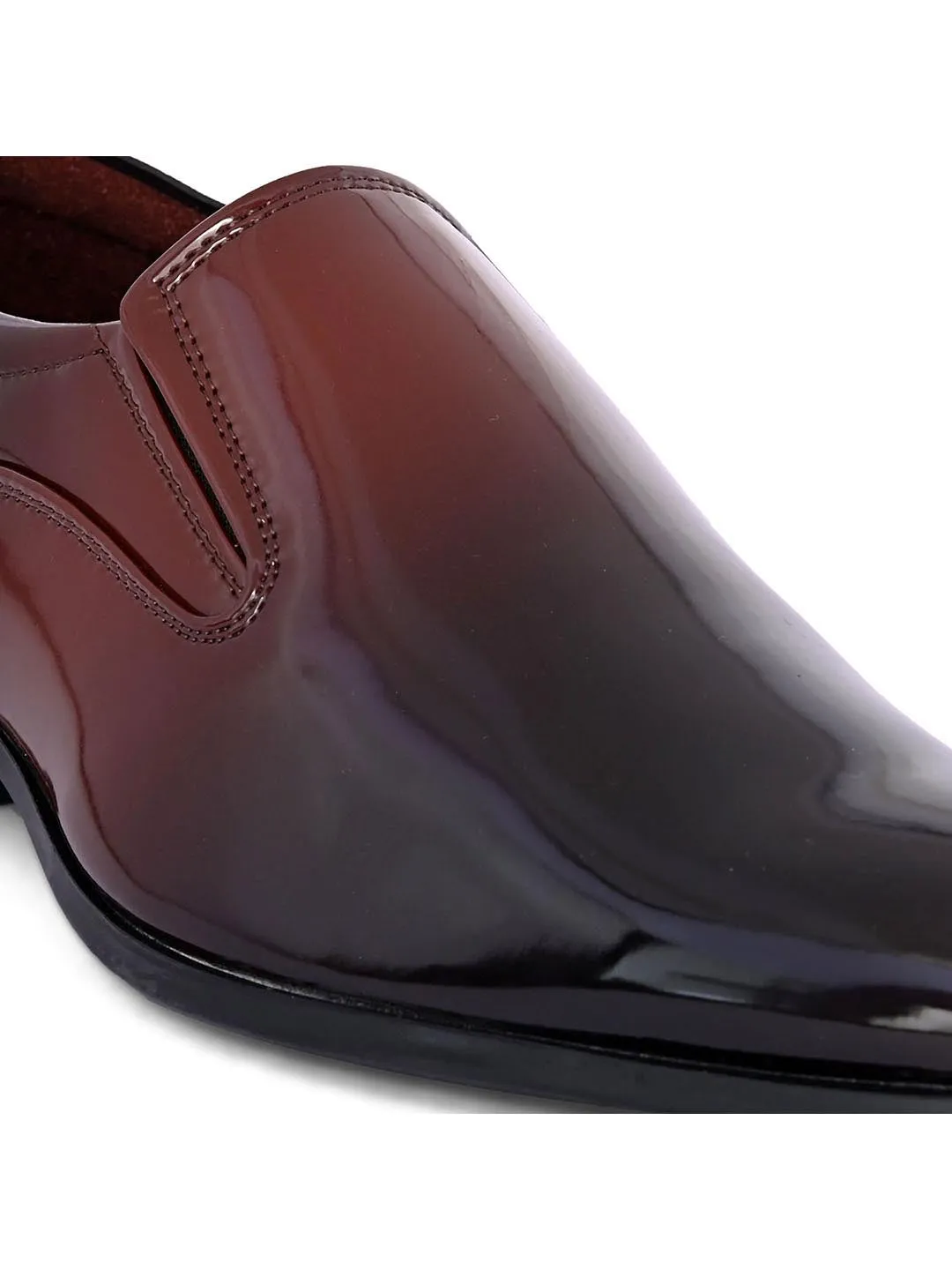 Hydes N Hues Men Maroon Black Colour-blocked Formal Slip-Ons