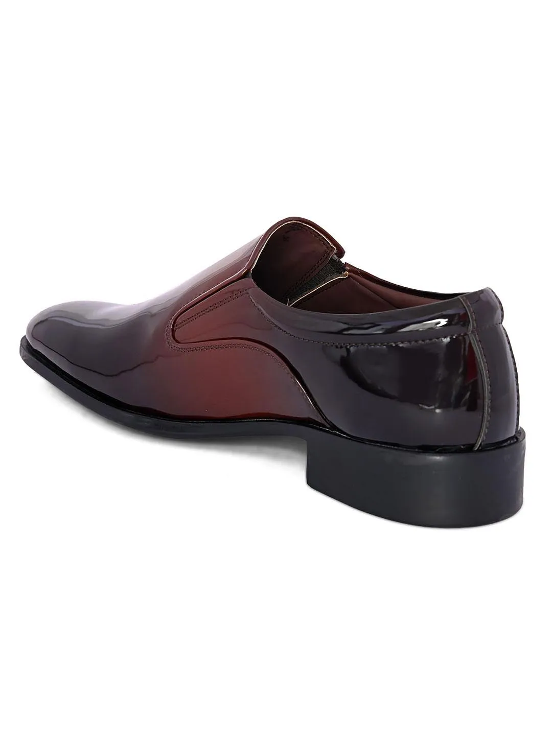 Hydes N Hues Men Maroon Black Colour-blocked Formal Slip-Ons