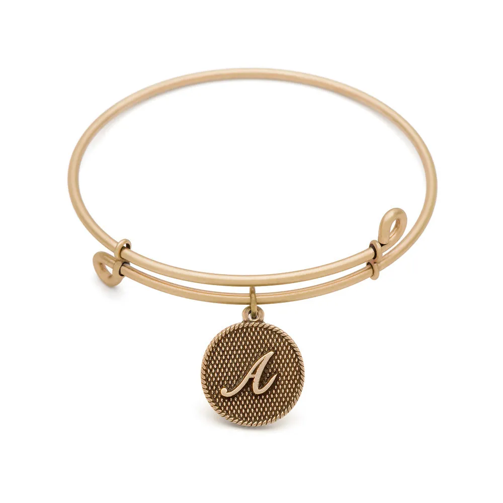 Initial A, Bangle Antique Gold Color Finish