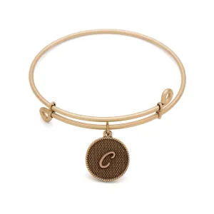Initial C, Bangle Antique Gold Color Finish