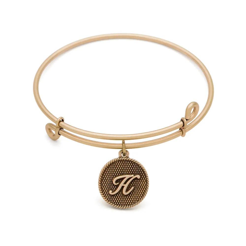 Initial H, Bangle Antique Gold Color Finish