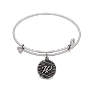 Initial W, Bangle Antique Silver Color Finish