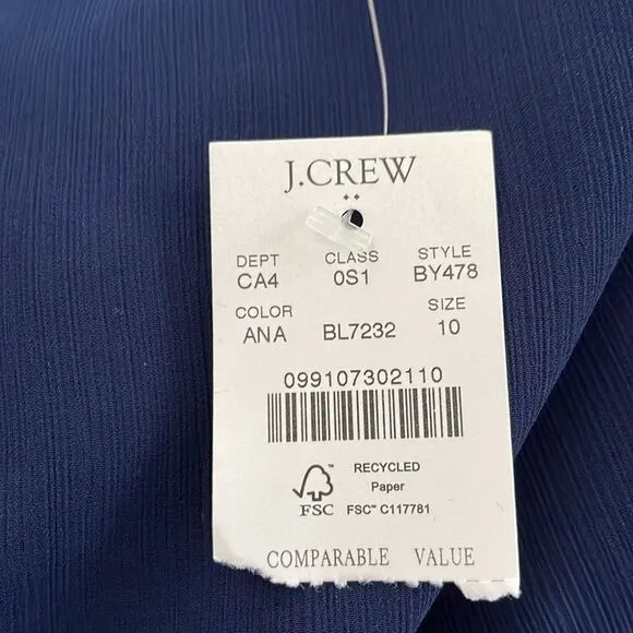 J Crew Factory NWT Mini Dress with Flounce Hem Size 10 in Antique Navy
