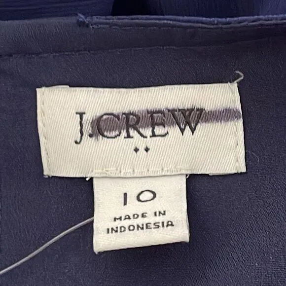 J Crew Factory NWT Mini Dress with Flounce Hem Size 10 in Antique Navy