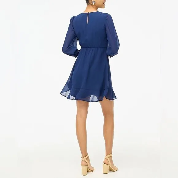 J Crew Factory NWT Mini Dress with Flounce Hem Size 10 in Antique Navy