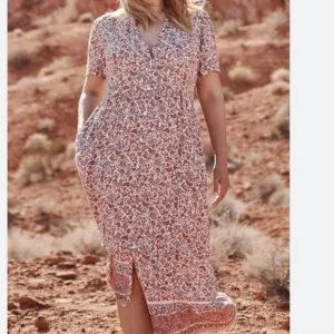 J.Jill Desert Floral Button-Front Maxi Dress