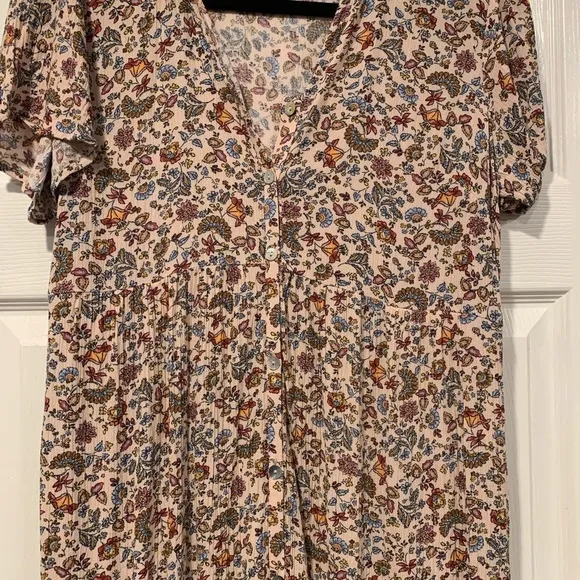 J.Jill Desert Floral Button-Front Maxi Dress
