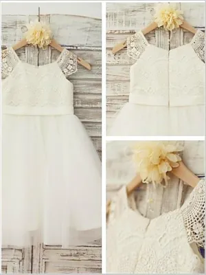 Lace Tulle Princess Sleeveless Flower Girl Dresses Floor Length Dress