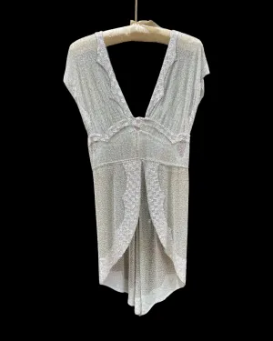 Late 1920s Glass Beaded Mesh Seafoam Blouse