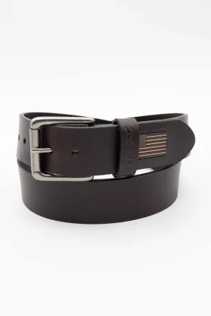 Leather Flag Belt-Brown/Antique Nickel Buckle
