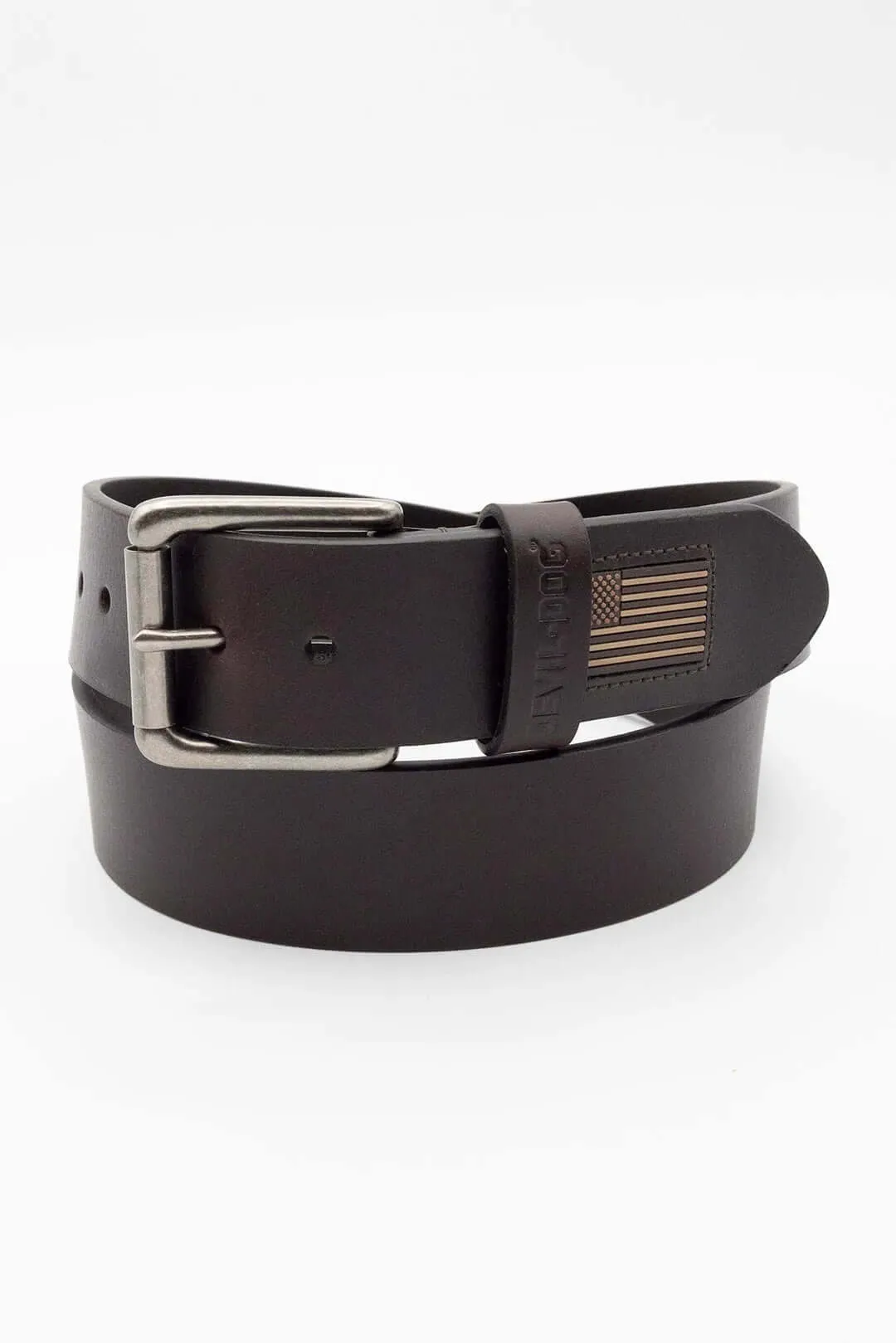 Leather Flag Belt-Brown/Antique Nickel Buckle