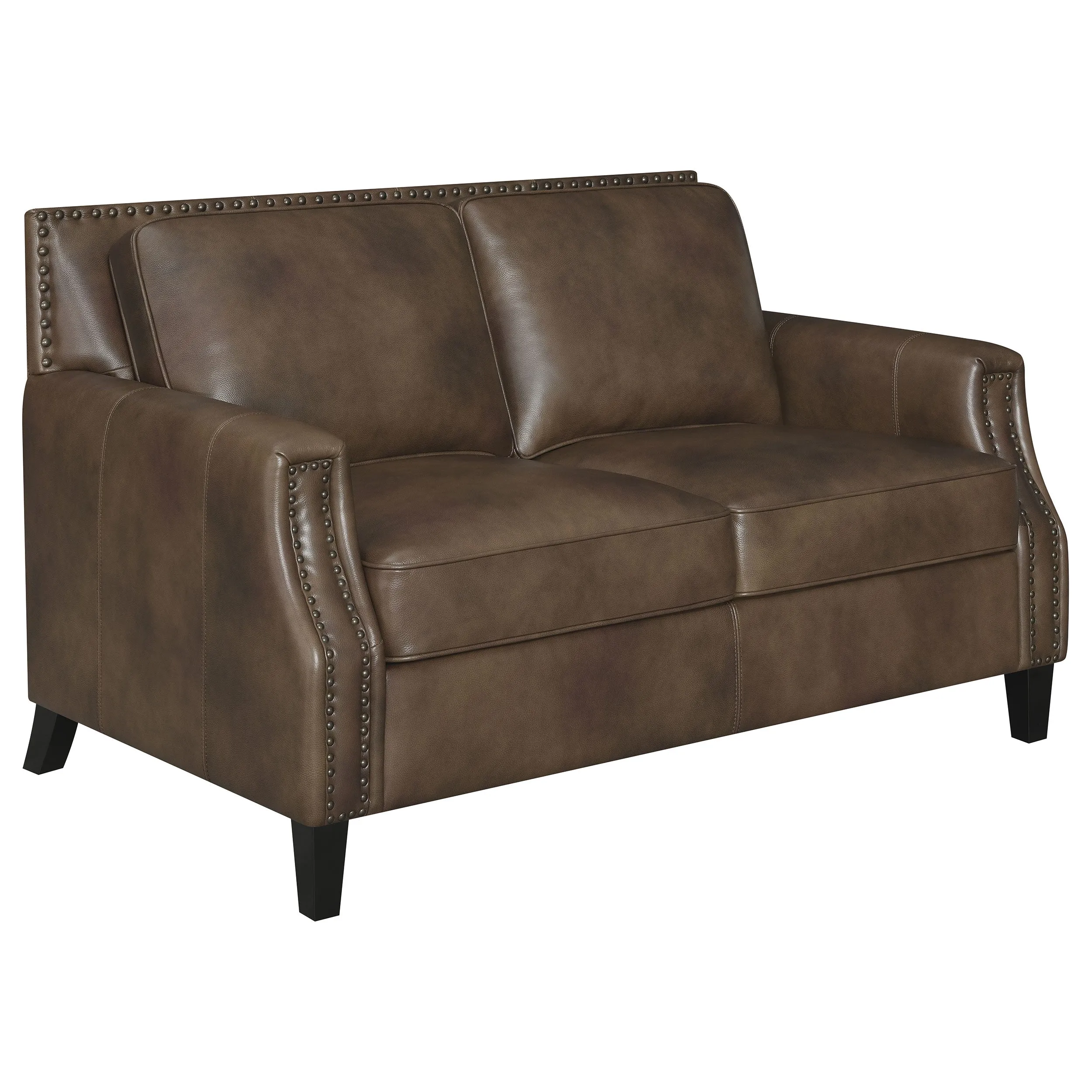 Leaton 3-piece Upholstered Recessed Arm Sofa Set Brown Sugar
