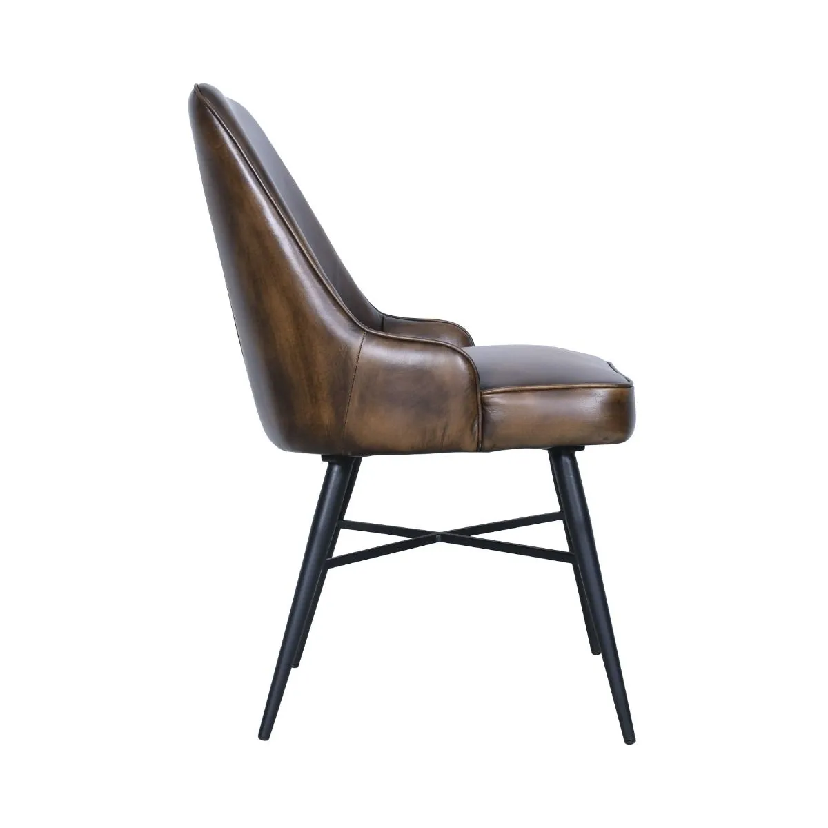 Leeds Leather Dining Chair - Antique Whiskey