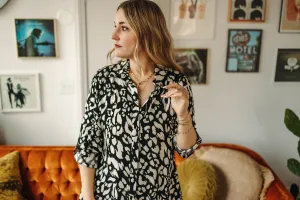 lorielle button down dress in stone