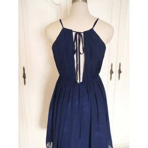 Lovely Navy Blue Chiffon Short Bridesmaid Dress, Cute Party Dress, Blue Wedding Party Dress