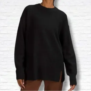 Lululemon Merino Wool-Blend Black Ribbed Crewneck Sweater Size 2