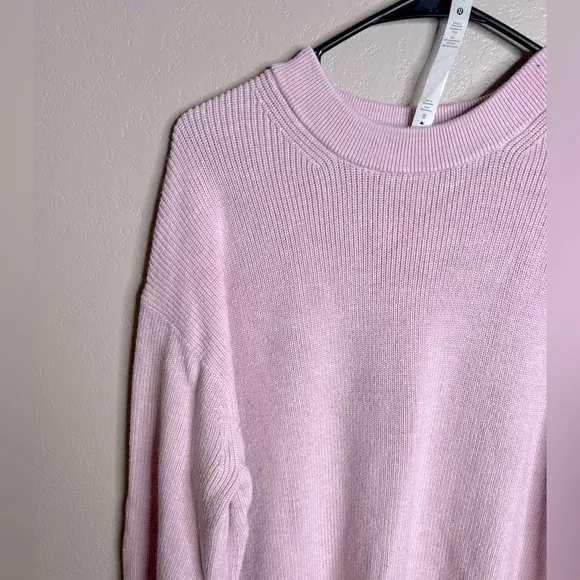 Lululemon Merino Wool-Blend Ribbed Crewneck Sweater Heathered Pink Peony