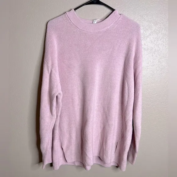 Lululemon Merino Wool-Blend Ribbed Crewneck Sweater Heathered Pink Peony