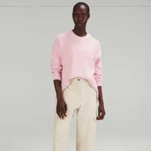 Lululemon Merino Wool-Blend Ribbed Crewneck Sweater Heathered Pink Peony