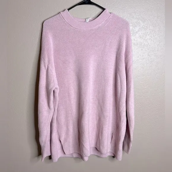 Lululemon Merino Wool-Blend Ribbed Crewneck Sweater Heathered Pink Peony