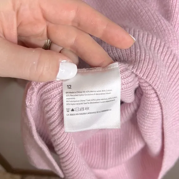 Lululemon Merino Wool-Blend Ribbed Crewneck Sweater Heathered Pink Peony