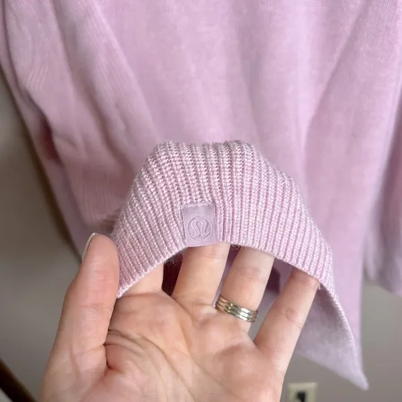 Lululemon Merino Wool-Blend Ribbed Crewneck Sweater Heathered Pink Peony