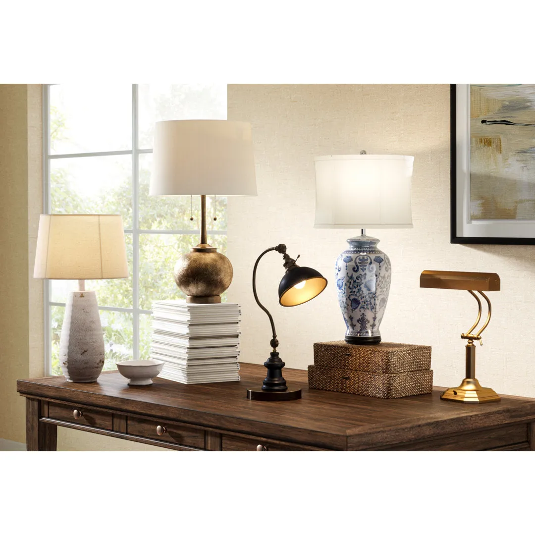 Malagrida 2 Point Adjustable Goose Neck 22" Arched Table Lamp Alcott Hill® Finish: Black/ Antique Brass
