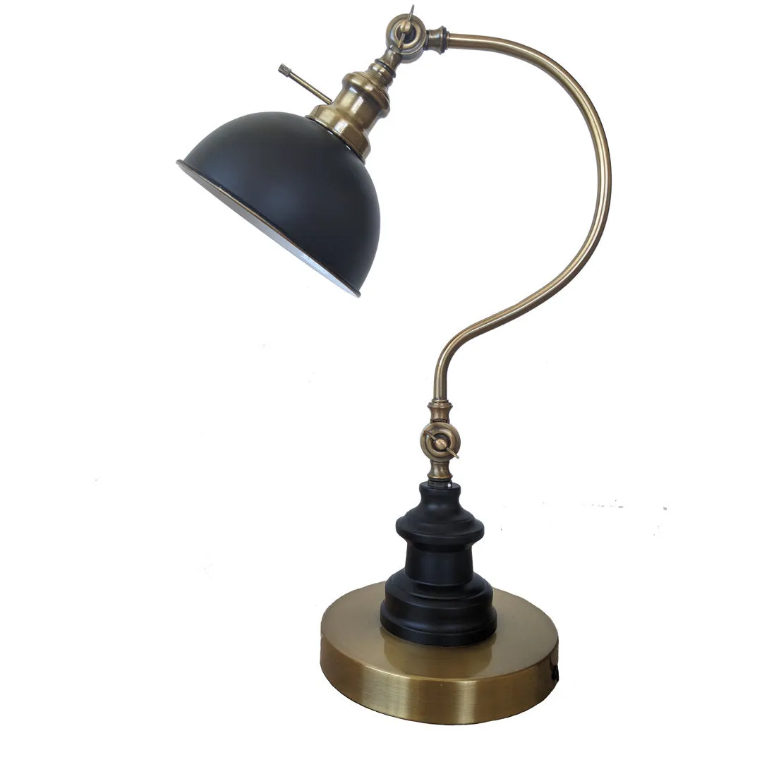 Malagrida 2 Point Adjustable Goose Neck 22" Arched Table Lamp Alcott Hill® Finish: Black/ Antique Brass