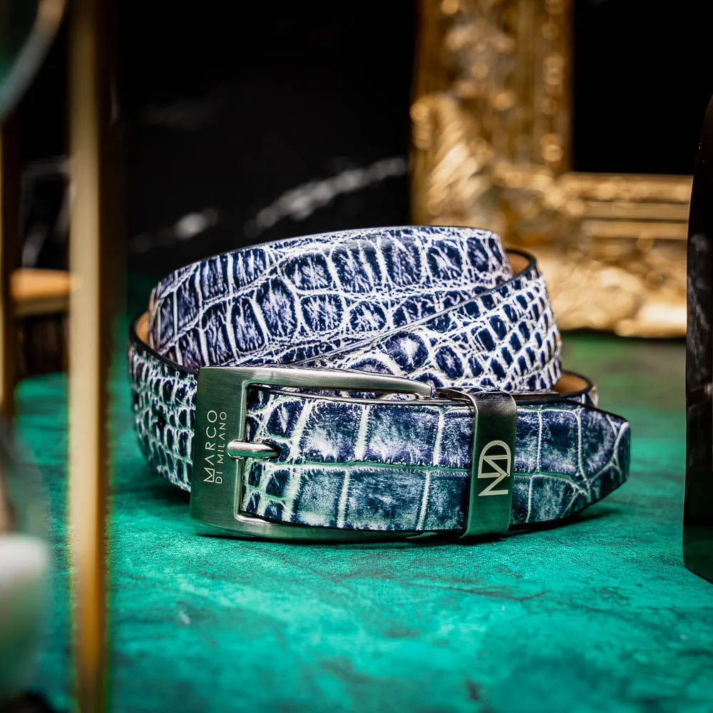 Marco Di Milano Alligator Belt Antique Newspaper