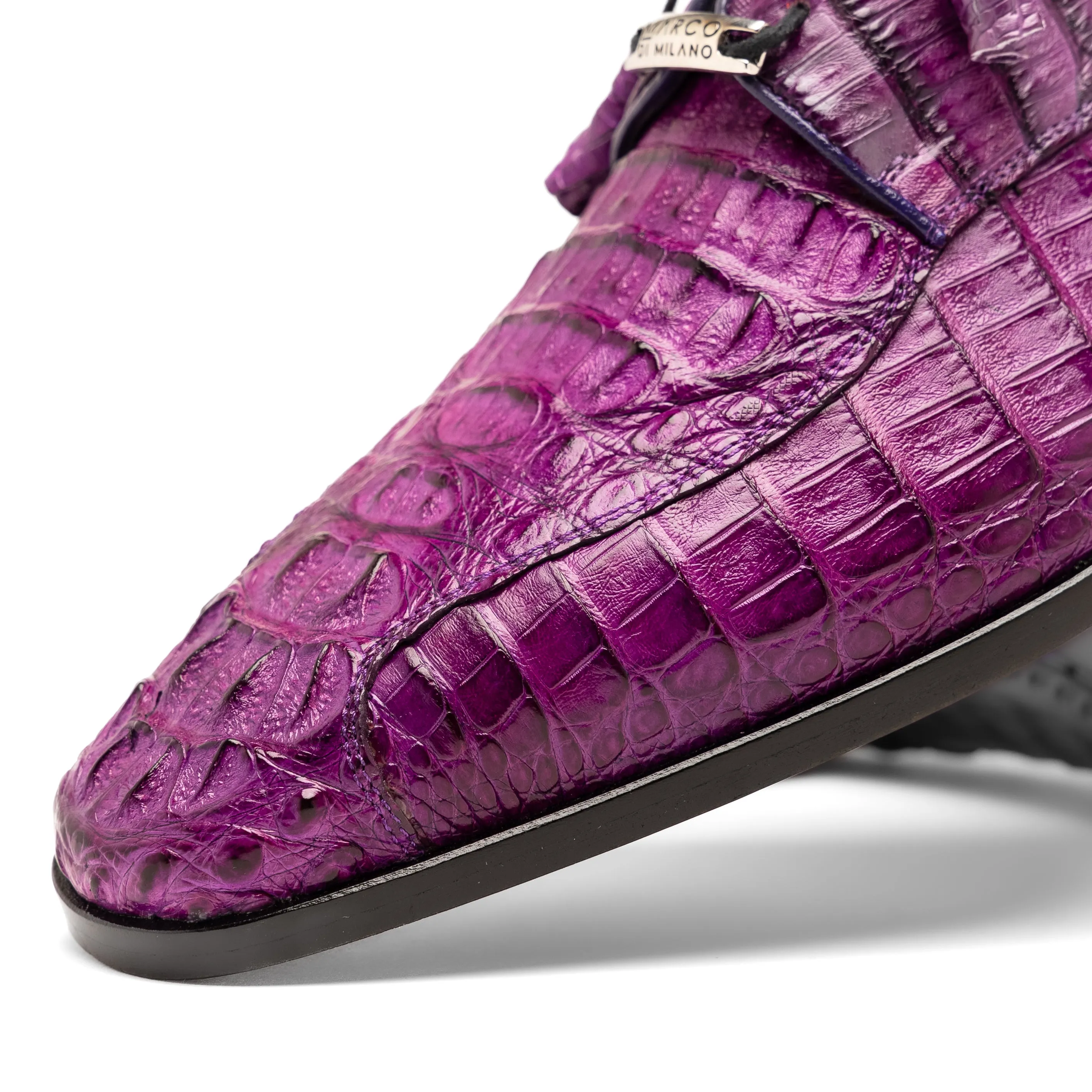 Marco Di Milano Apricena in Purple Caiman Crocodile Derby Dress Shoes
