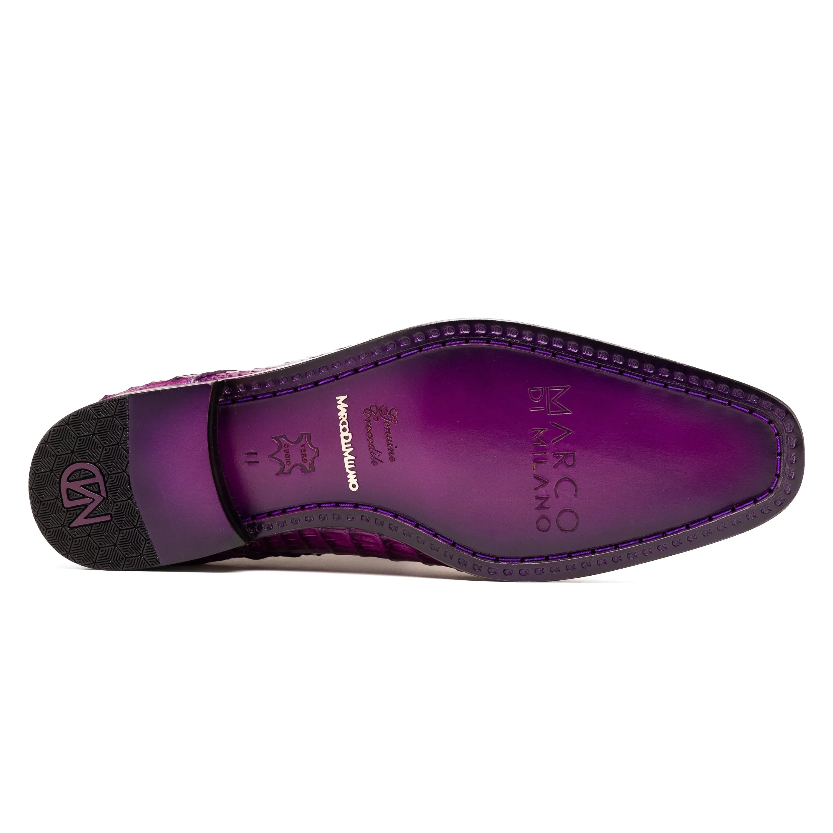 Marco Di Milano Apricena in Purple Caiman Crocodile Derby Dress Shoes