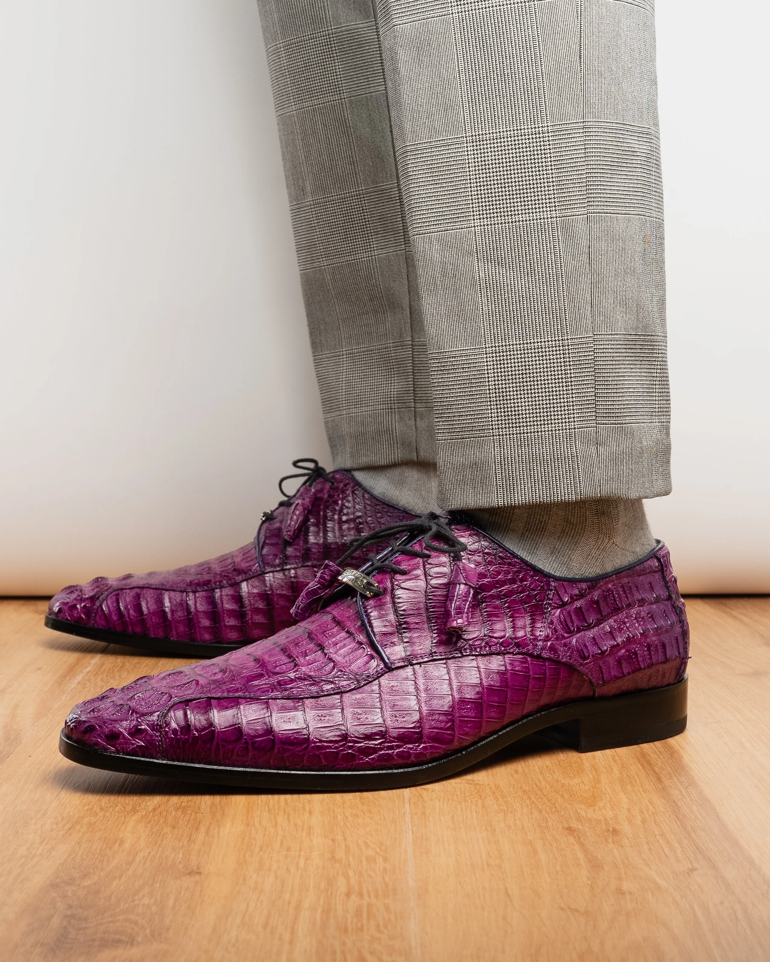 Marco Di Milano Apricena in Purple Caiman Crocodile Derby Dress Shoes