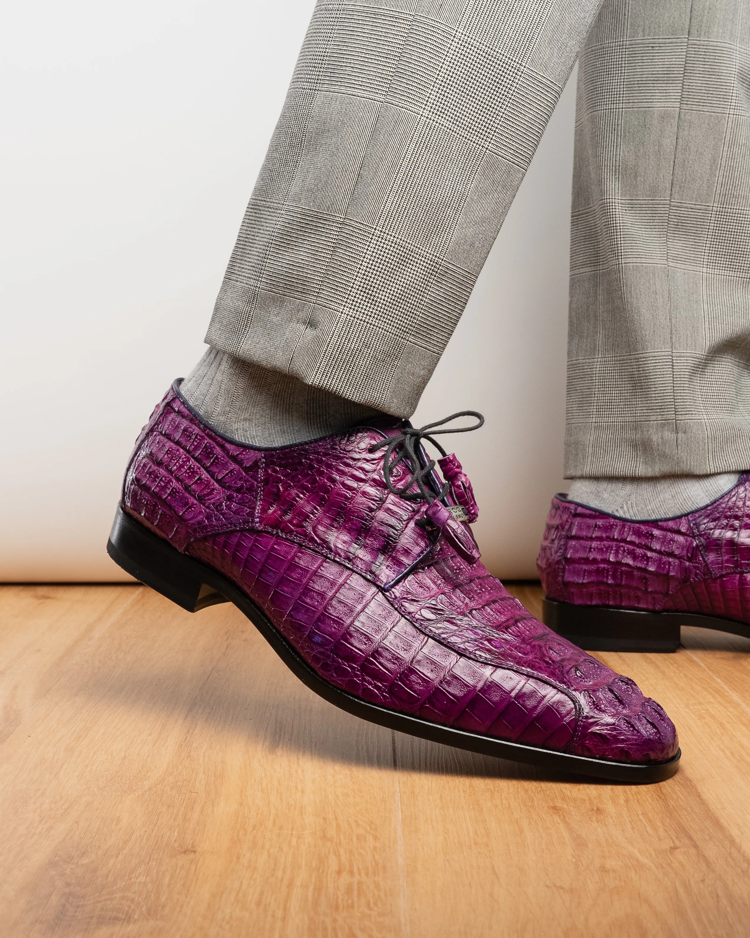Marco Di Milano Apricena in Purple Caiman Crocodile Derby Dress Shoes