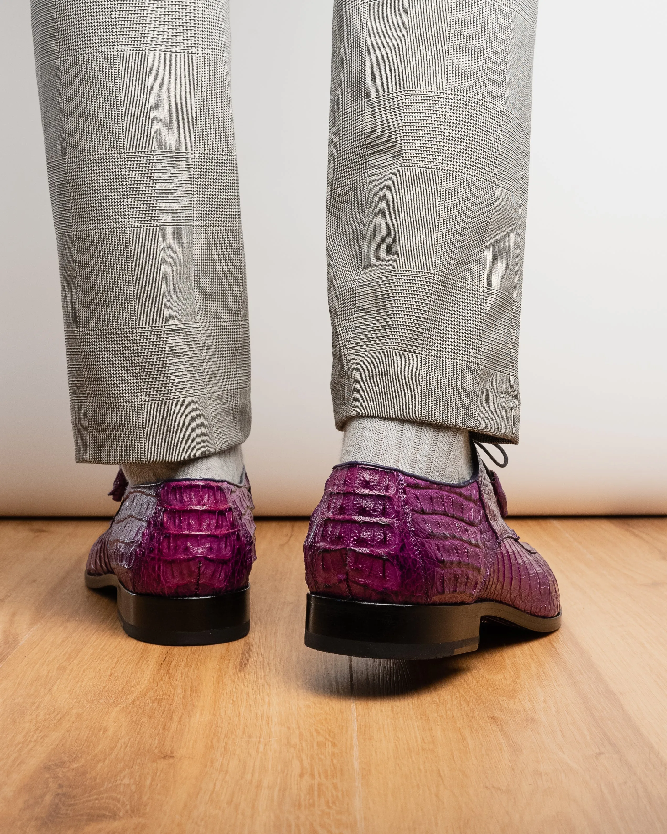 Marco Di Milano Apricena in Purple Caiman Crocodile Derby Dress Shoes