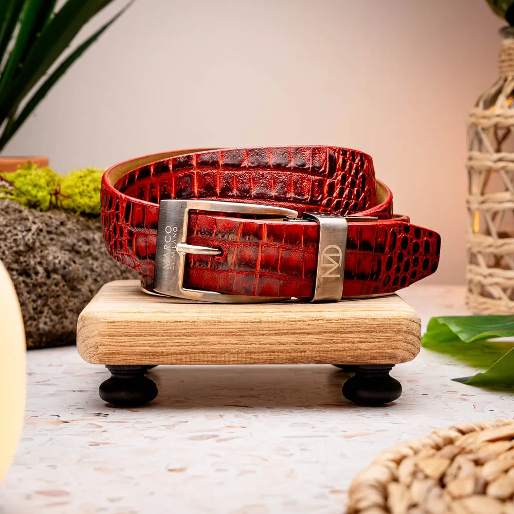 Marco Di Milano EST 105 Alligator Belt in Antique Red