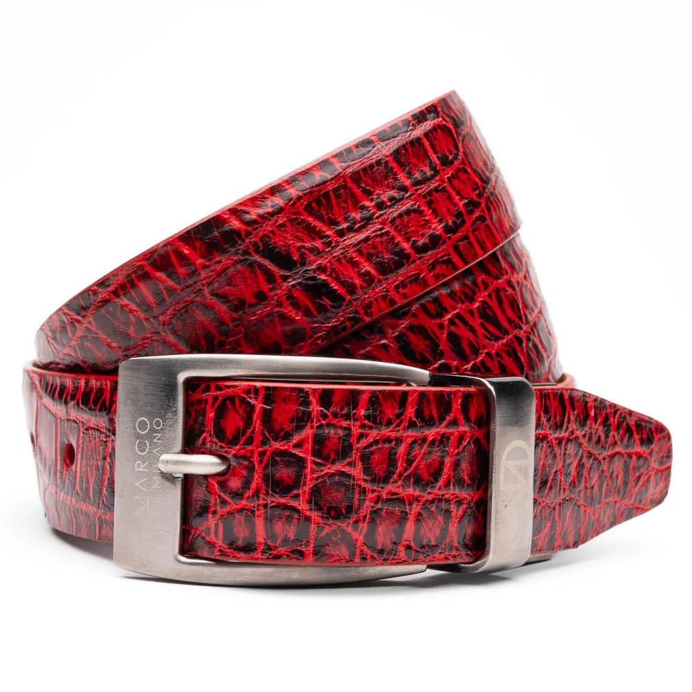 Marco Di Milano EST 105 Alligator Belt in Antique Red