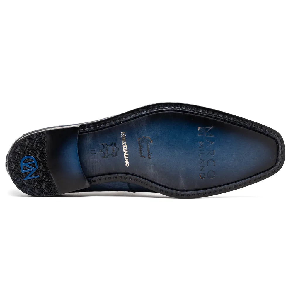 Marco Di Milano Fangio Denim Blue Ostrich Leg Dress Shoes
